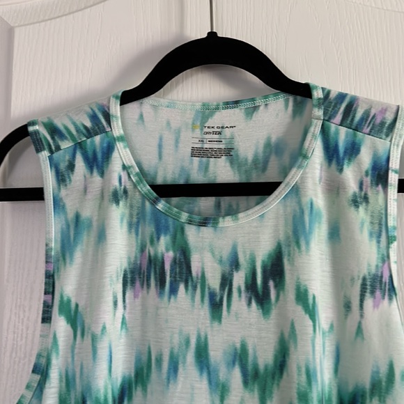 Tekgear DryTek green and blue tie dyed tank top scoop-neck sleeveless XXL - Picture 2 of 8